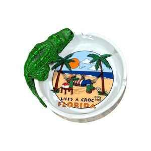 Vintage 1993 Life’s A Croc Florida Ashtray Crocodile Alligator Vintage Souvenir